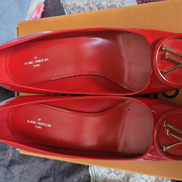 Louis Vuitton Red Leather Loafers Sleek Design - Picture 1 of 7